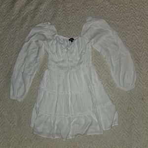 Trixxi White Gathered Dress